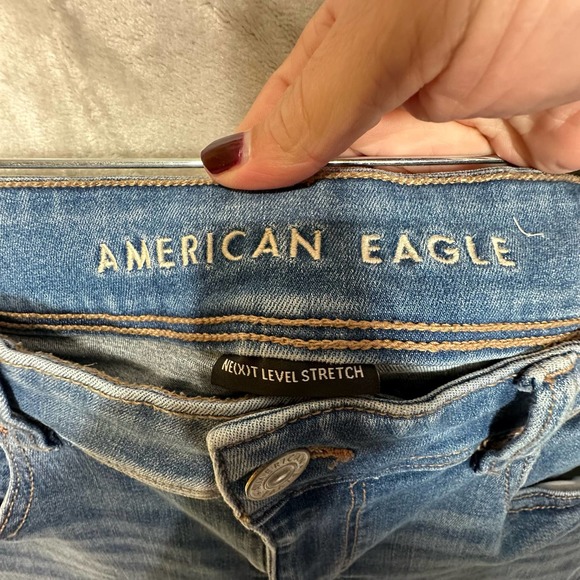 American Eagle Jeans Womens 14 Short Blue Kick Boot Denim Casual Mid Rise - Picture 8 of 14